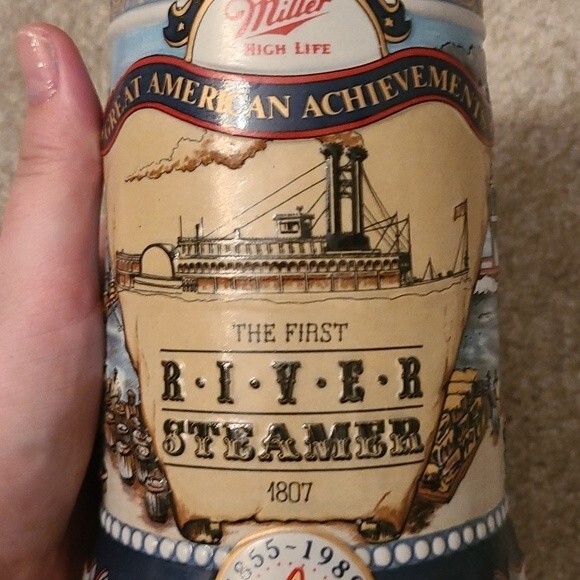 Vintage Miller High Life Beer Stein 7" Tall The First River Steamer 4th Series - Picture 10 of 10
